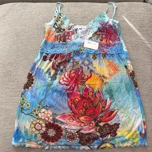 Colorful Floral Sleeveless Cami Nightgown Dress